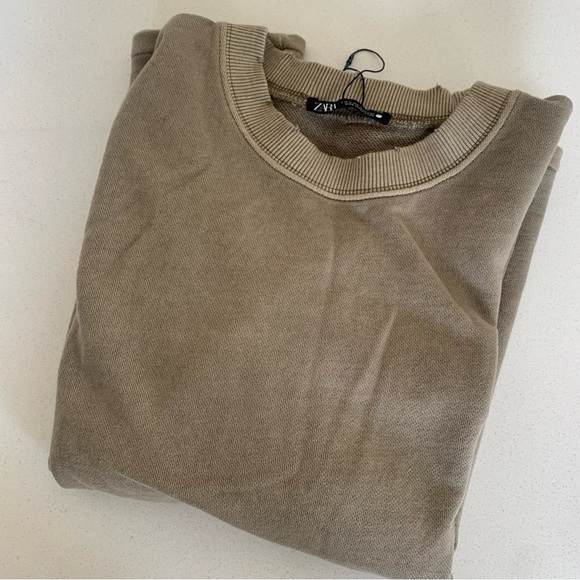 Zara sweat set size M oversized washed sweatshirt and sweat pants color: mink - Picture 3 of 7